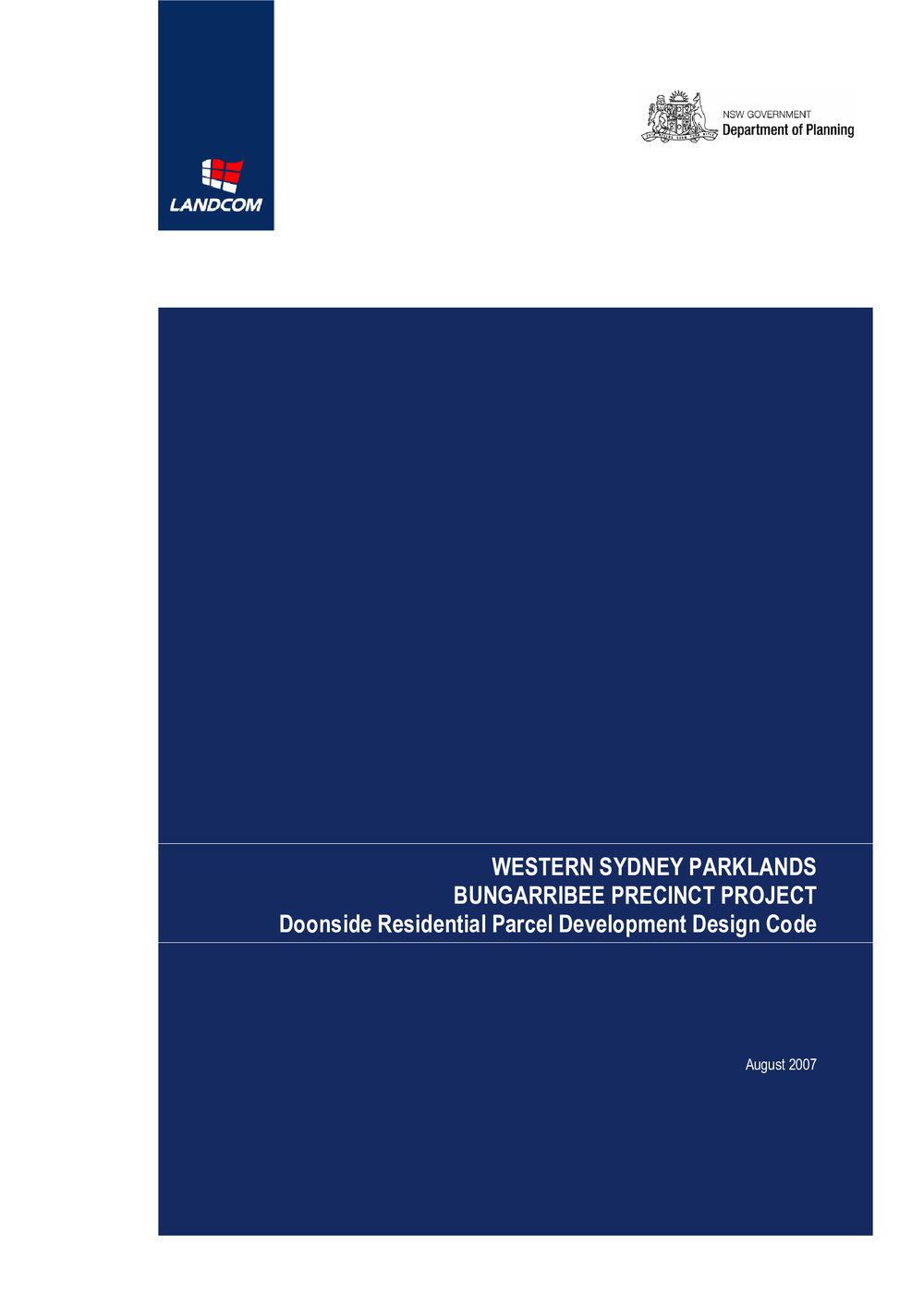 Draft Western Sydney Parklands Bungarribee Precinct Project, Doonside Residential Development Design Code, 2007