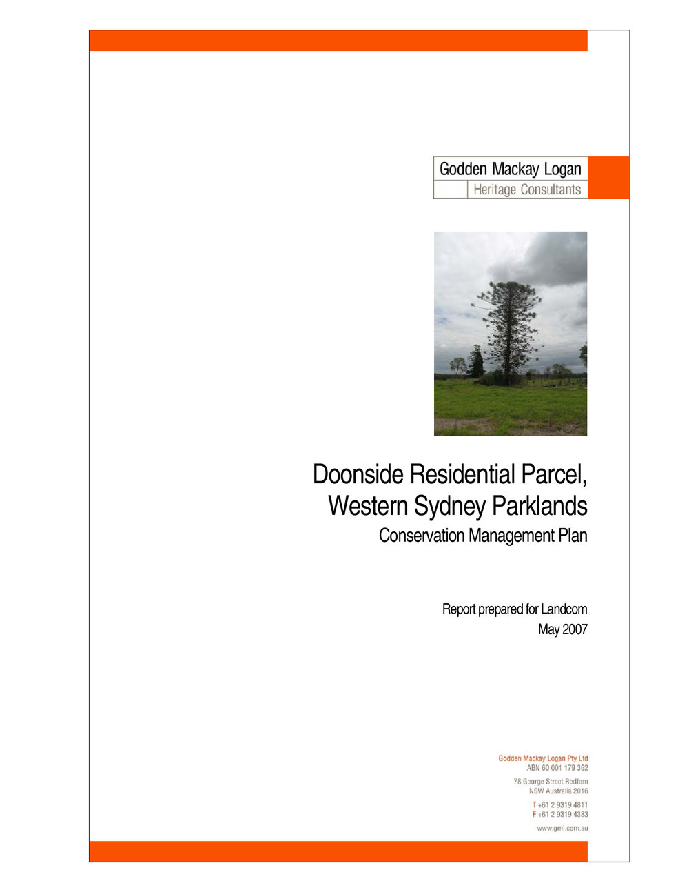 Doonside Residential Parcel, Western Sydney Parklands, Conservation Management Plan, 2007