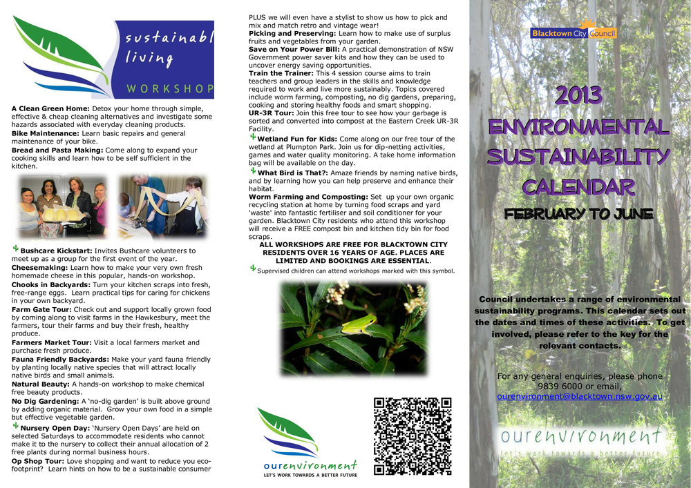 Environmental Sustainability Calendar, Feb-Jun 2013