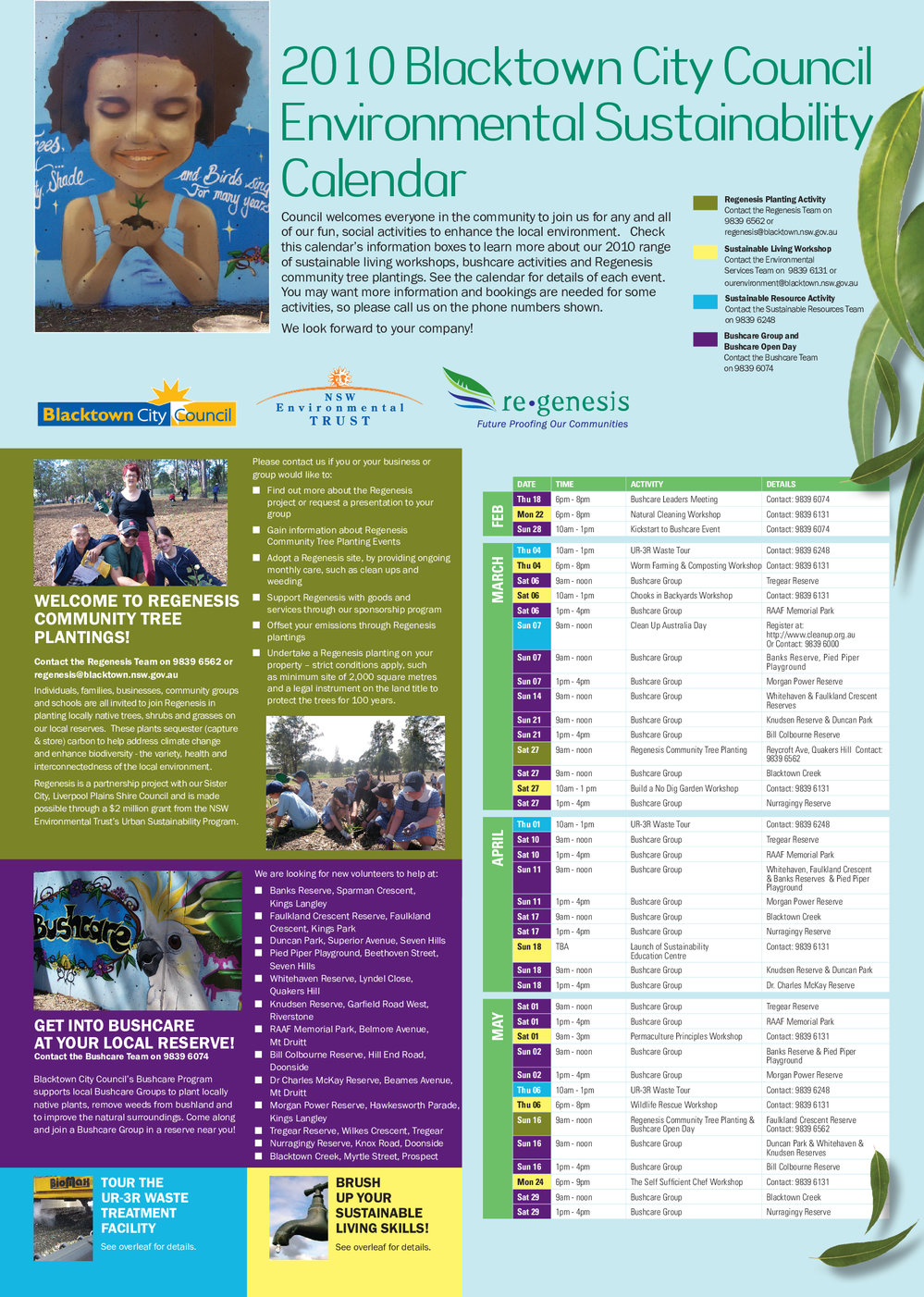 Blacktown City Council Environmental Sustainability Calendar, 2010 