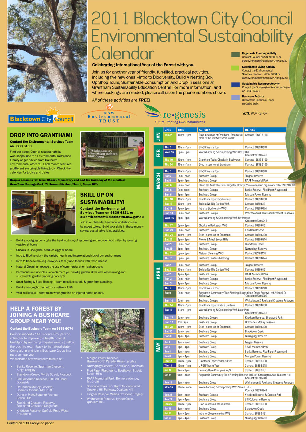 Environmental Sustainability Calendar, 2011