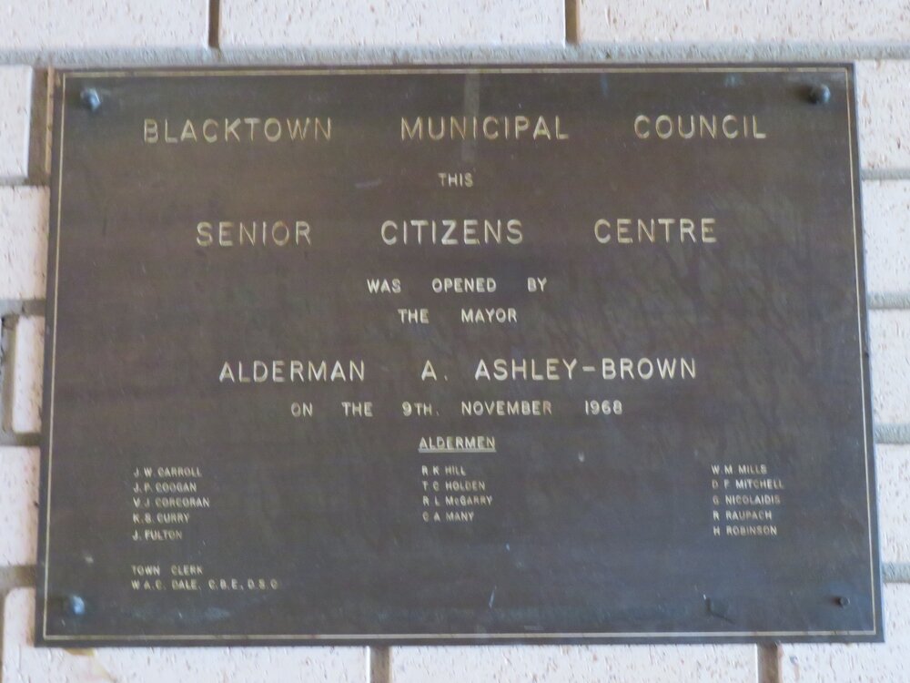 Blacktown Municipal Senior Citizens Centre, Blacktown - Plaque