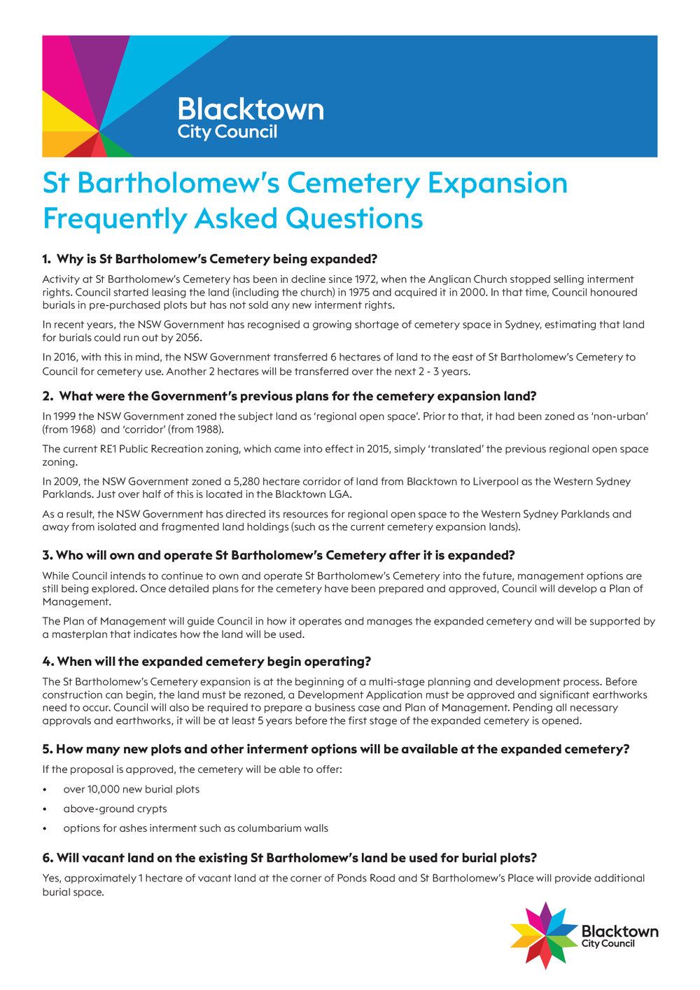 St Bartholomew's Cemetery Expansion, Frequently Asked Questions