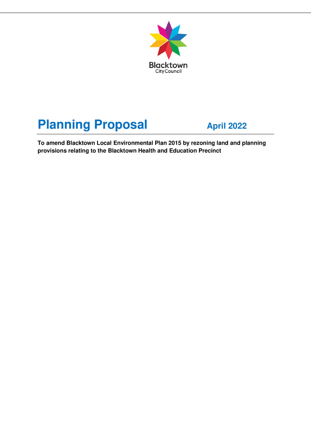 Blacktown Health and Education Precinct Planning Proposal, 2022