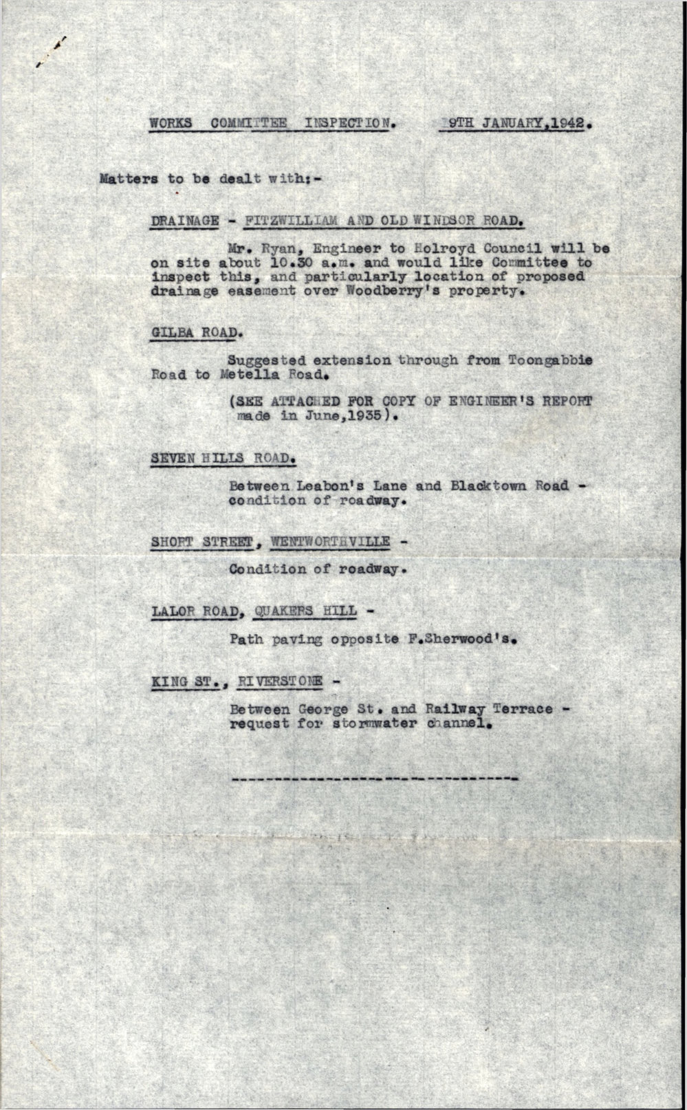 Blacktown Shire Council, Works Committee Inspection, 1942