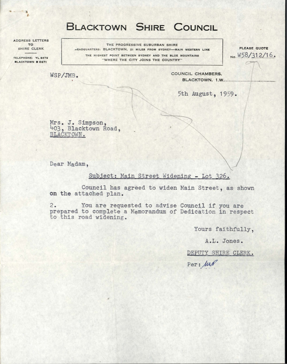 Widening, Main Street Blacktown, 1959