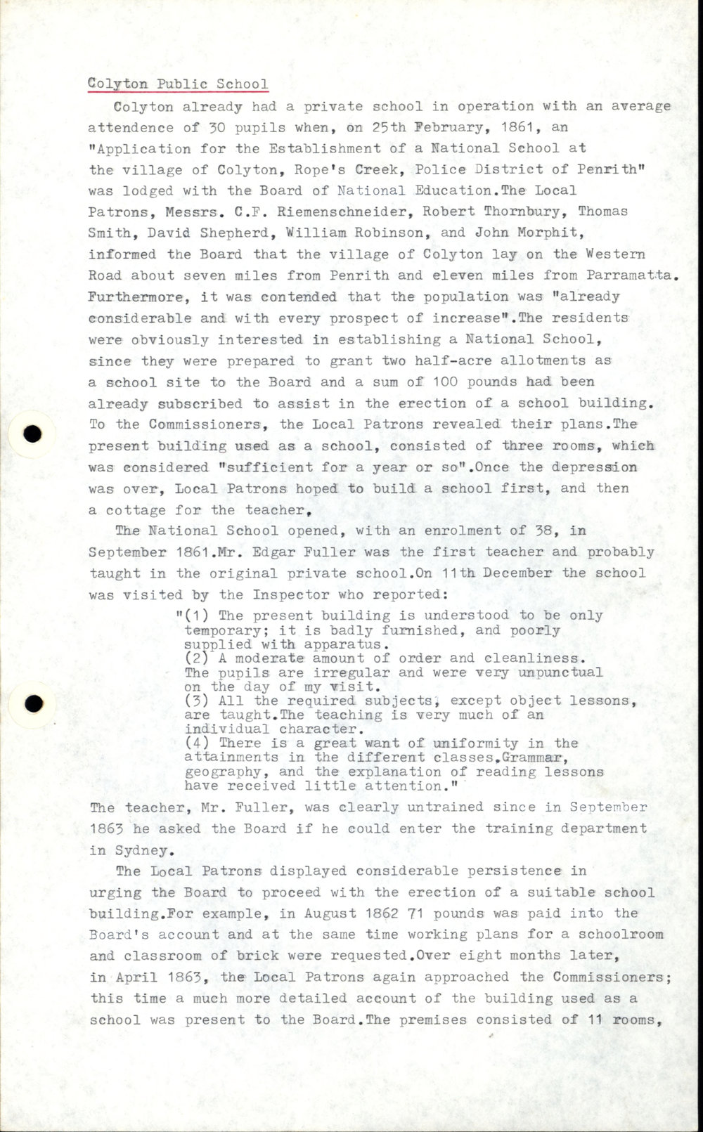 Colyton Public School history, c9177