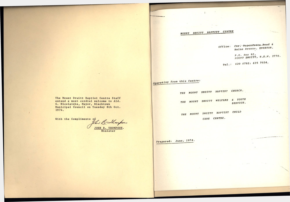 Mount Druitt Baptist Centre,1974