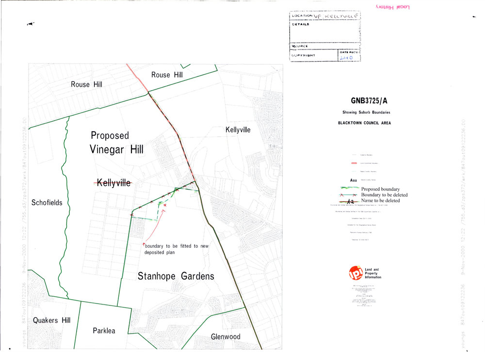 Map of Proposed Suburb - Vinegar Hill, 2000