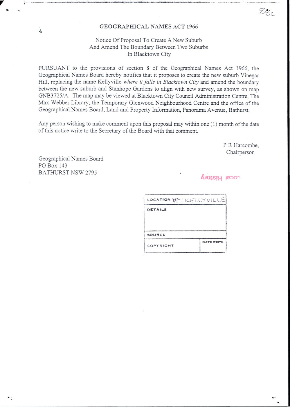 Proposed Suburb, Vinegar Hill, 2000