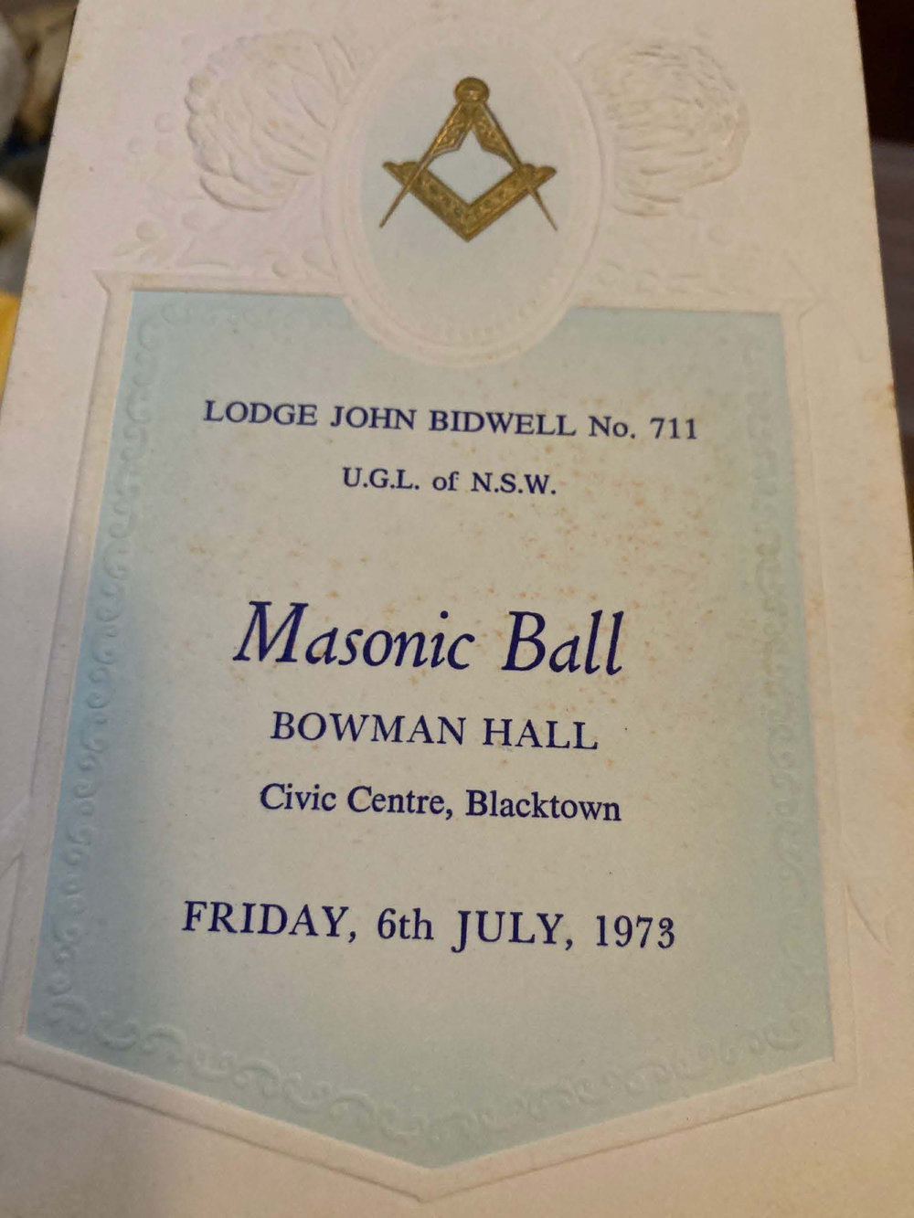 Lodge John Bidwill No 711 Masonic Ball, 1973