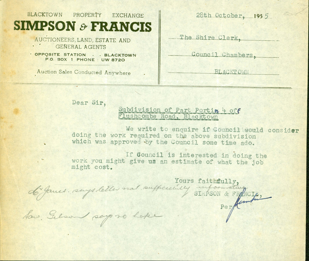 Letter from James Simpson to Herbert Kinder Pollack, 1955