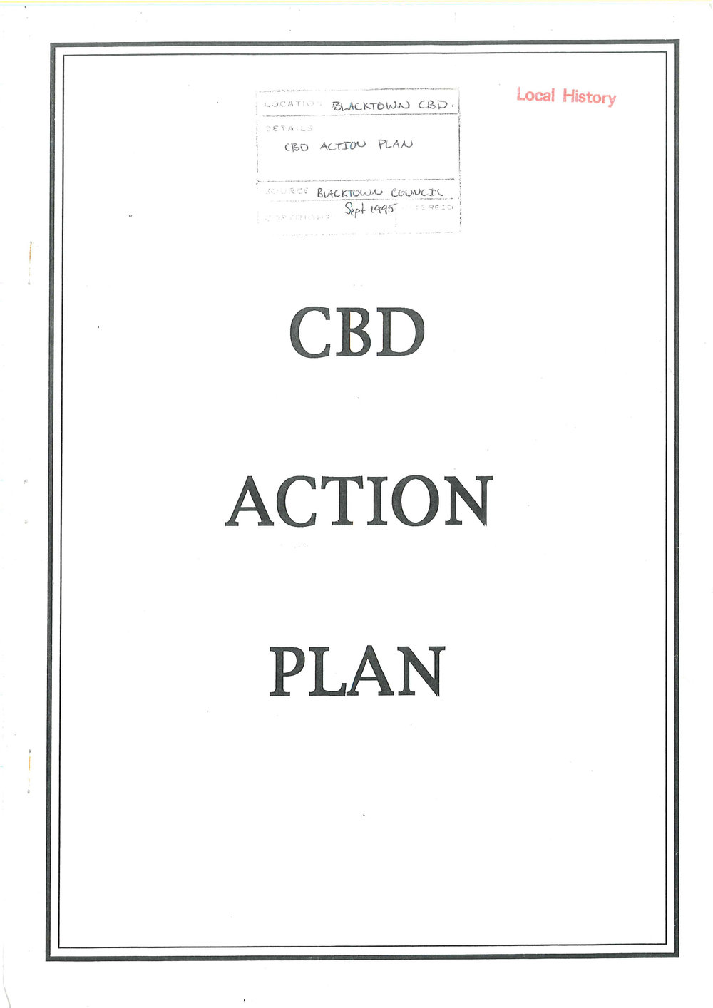Blacktown Central Business District (CBD) Action Plan, 1995