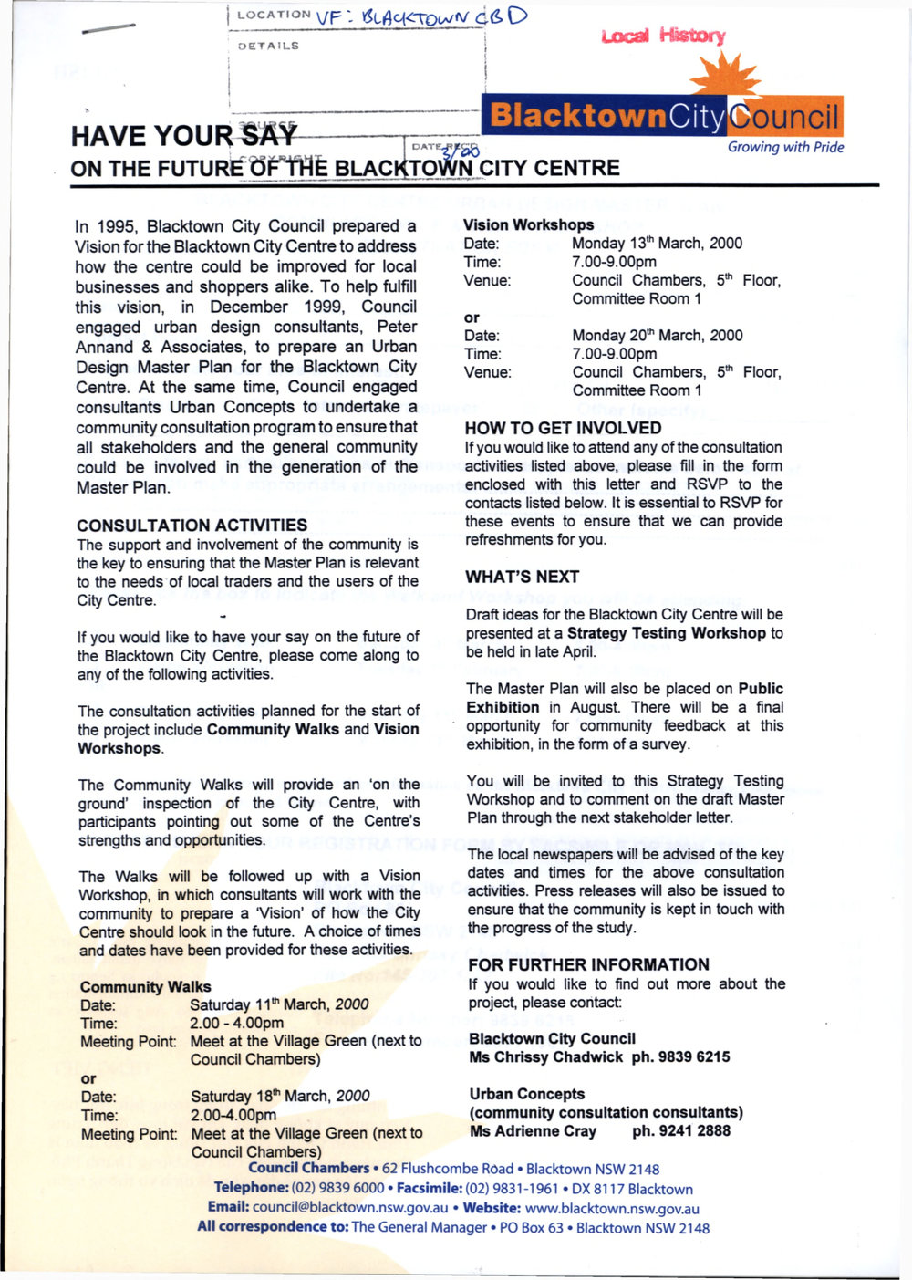Have Your Say on the Future of the Blacktown City Centre, 2000