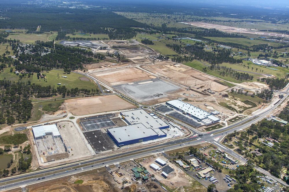 Aerial view of Sydney Business Park development, Marsden Park