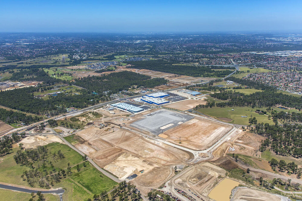 Aerial view of Sydney Business Park development, Marsden Park