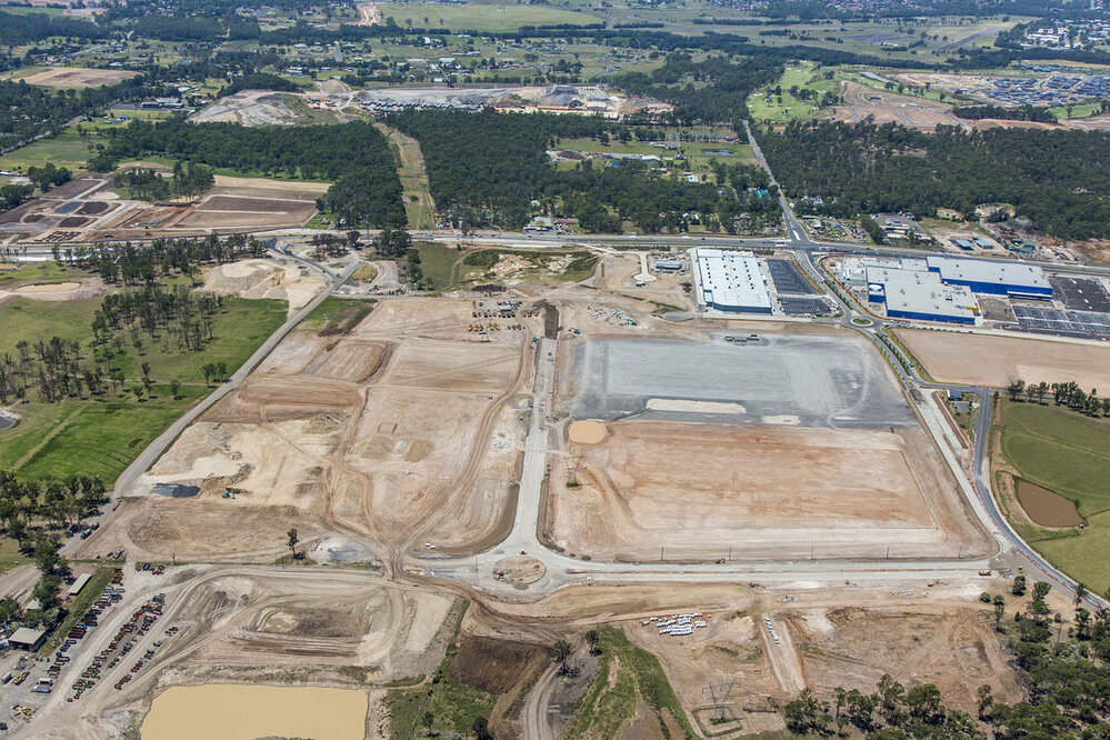 Aerial view of Sydney Business Park development, Marsden Park