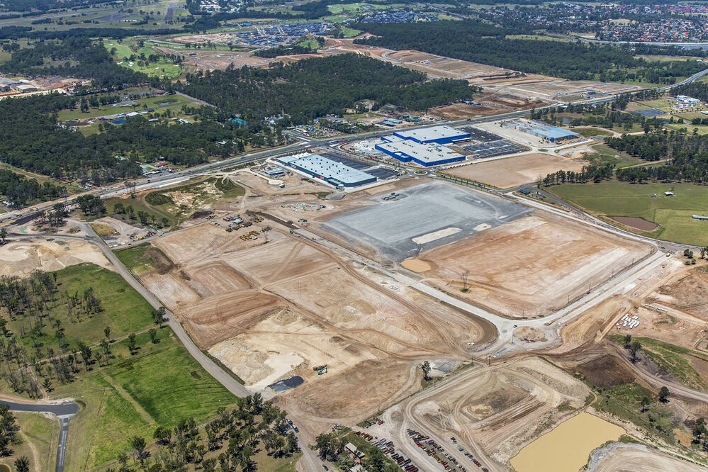 Aerial view of Sydney Business Park development, Marsden Park