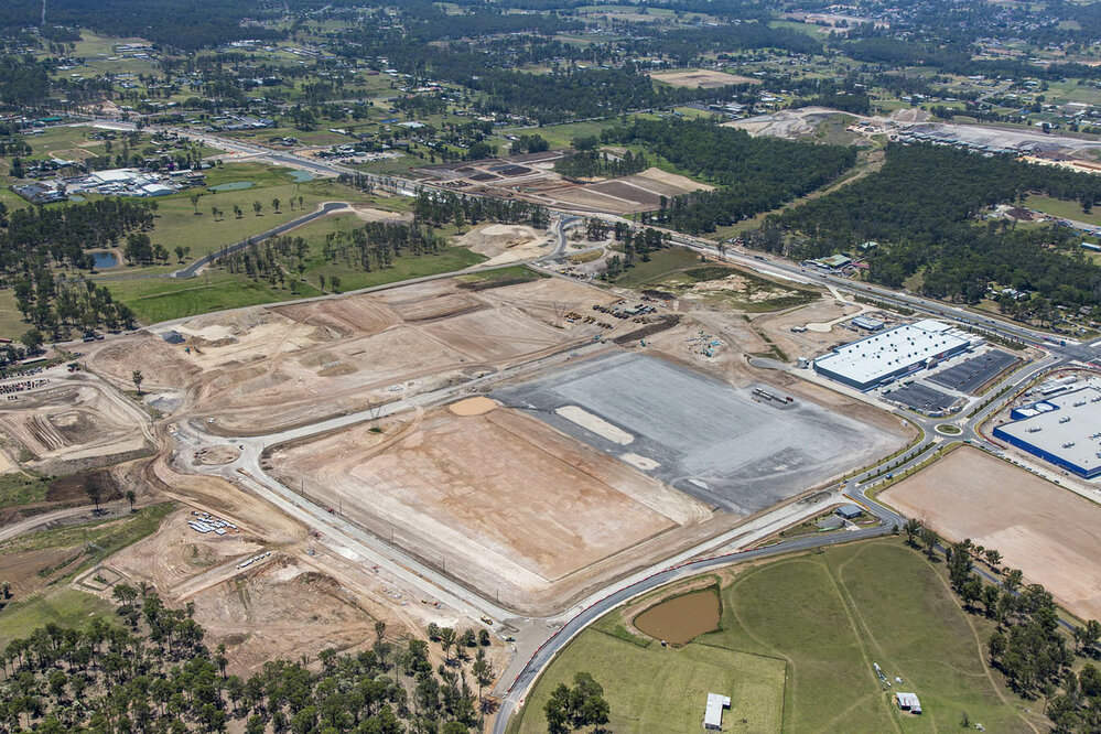 Aerial view of Sydney Business Park development, Marsden Park