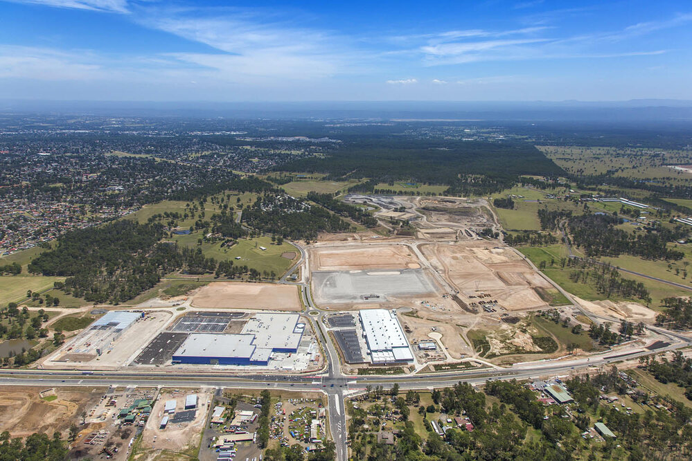 Aerial view of Sydney Business Park development, Marsden Park