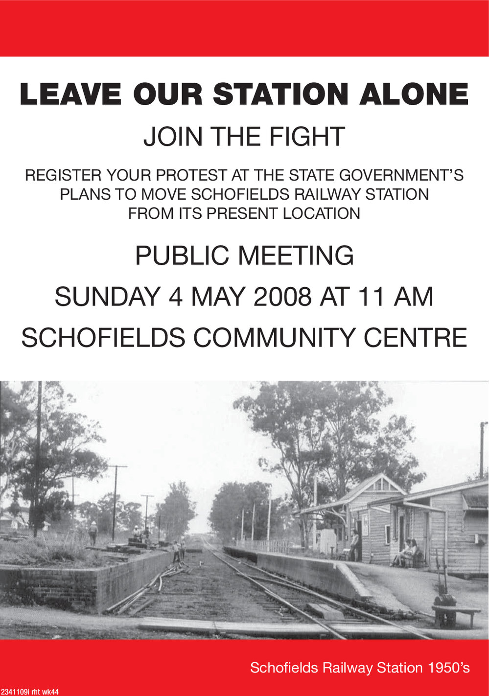 Public Meeting - Plans to Move Schofields Railway Station, 2008