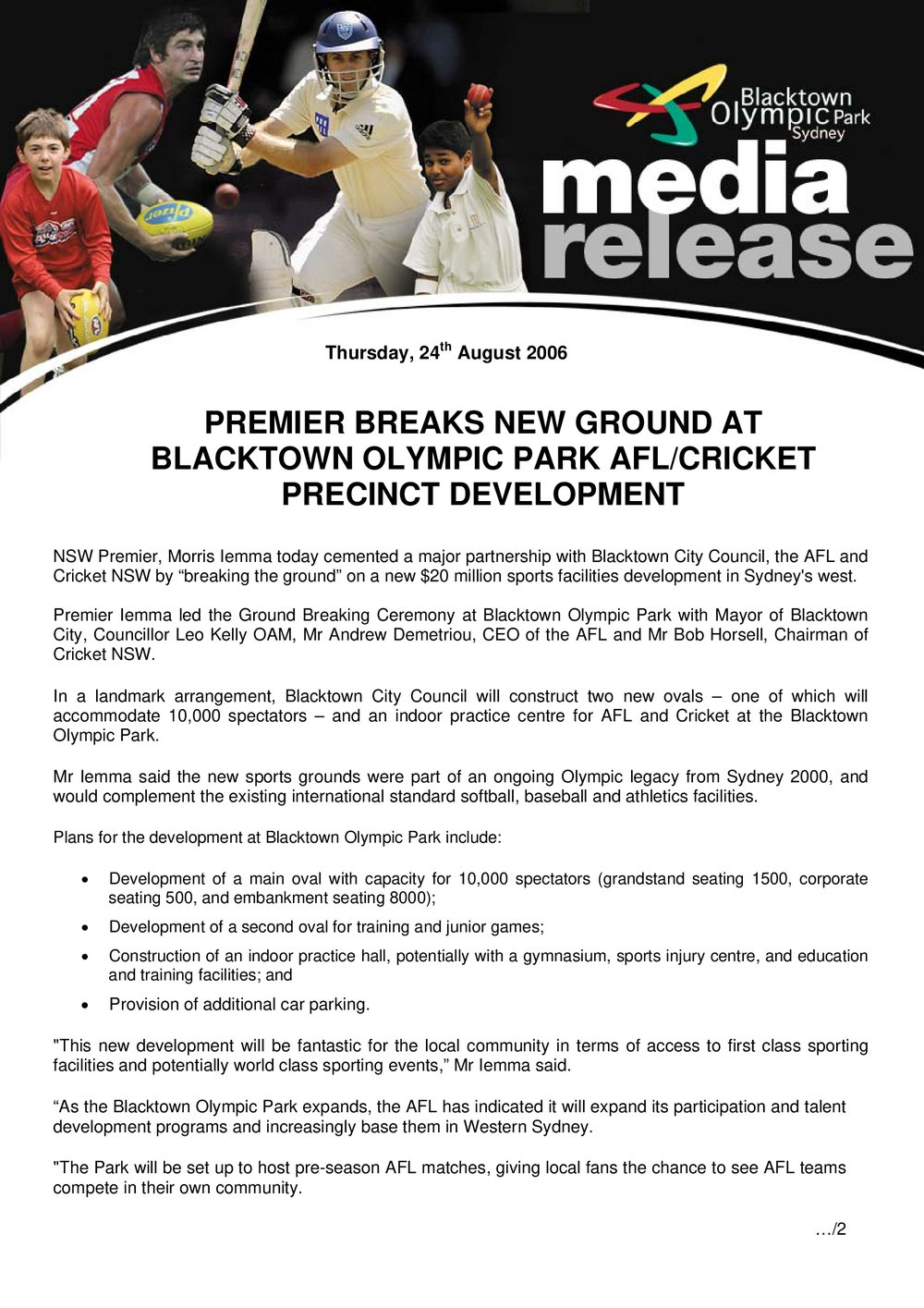 Breaking New Ground, Blacktown Olympic Park, 2006