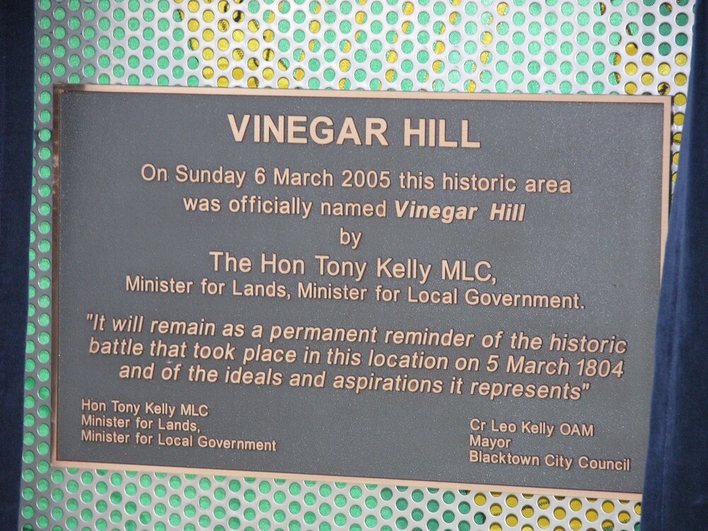 Vinegar Hill, official naming of historic area - Plaque, 2005