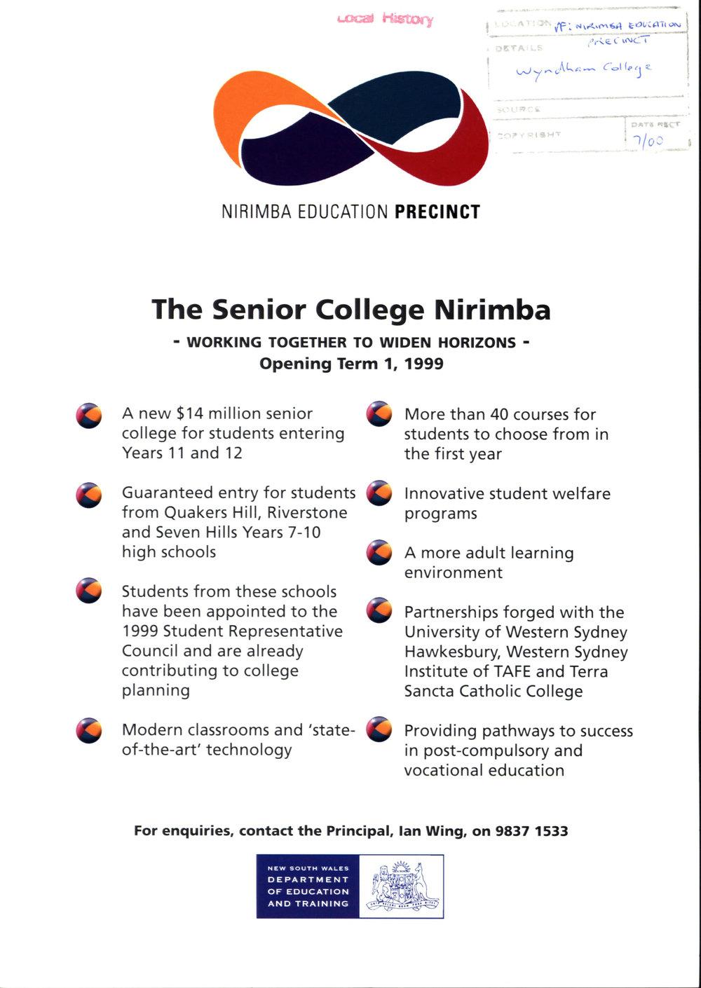 Wyndham College, Nirimba Education Precinct, 1999