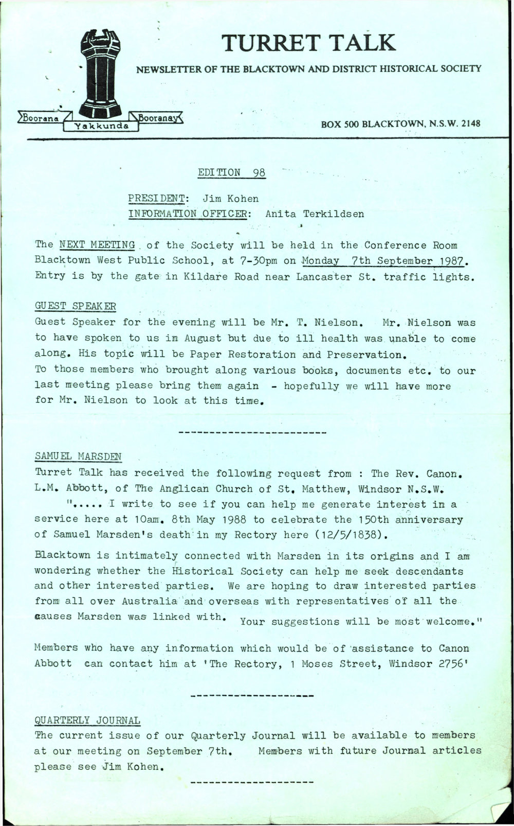 Turret Talk, Edition 98, 1987