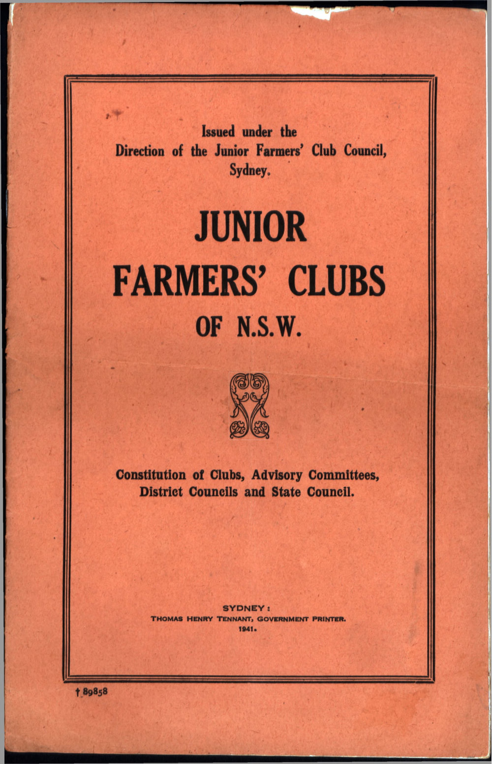 Junior Farmers' Clubs of NSW Constitution of Clubs, Advisory Committees, District Councils and State Council, 1941