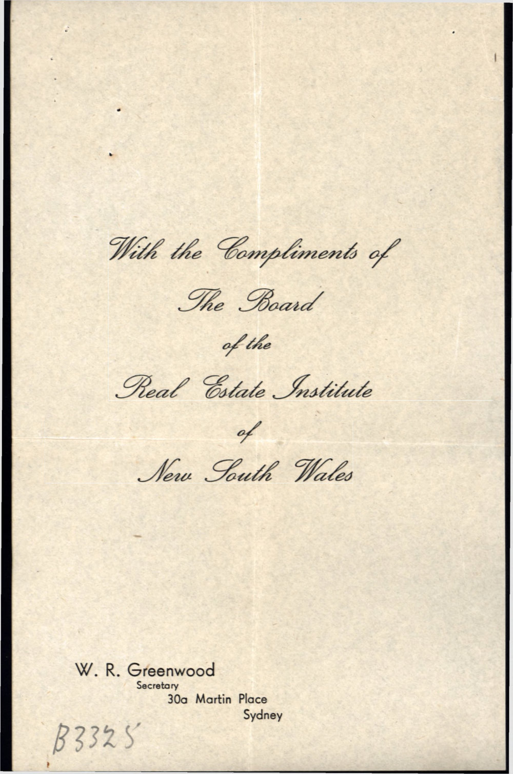 Real Estate Institute Centre Limited Share Allotment, 1949