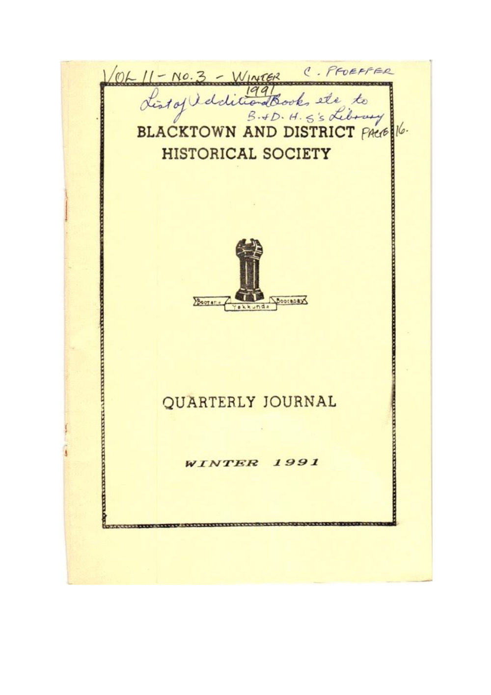 Quarterly Journal, Winter 1991 