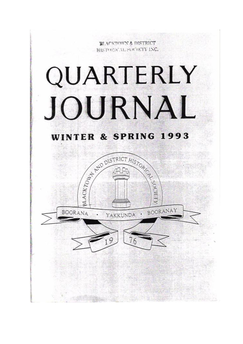 Quarterly Journal, Winter and Spring, 1993