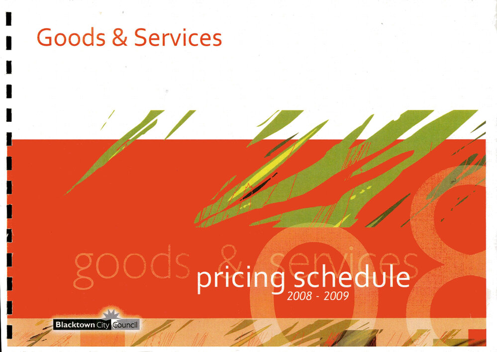 Blacktown City Council Goods and Services Pricing Schedule, 2008-2009