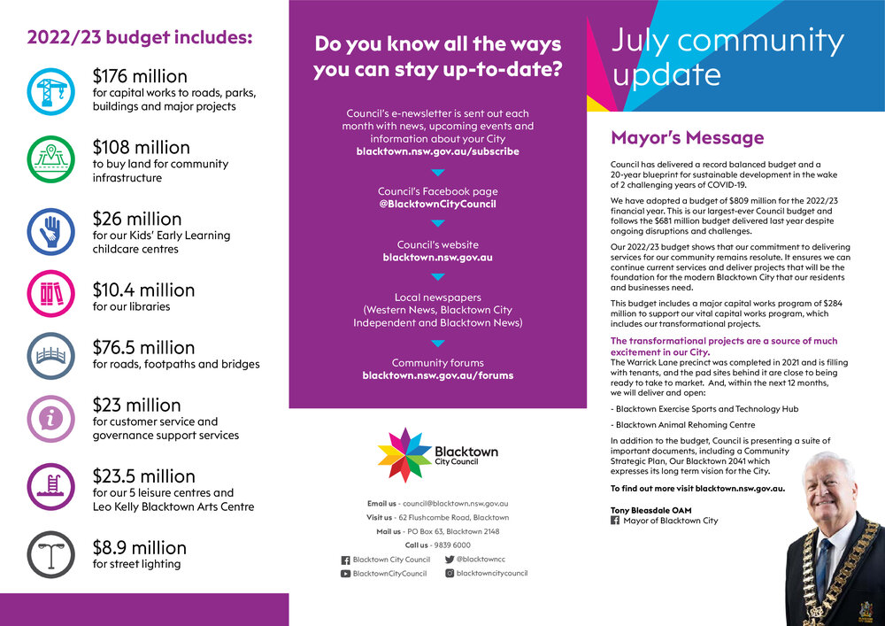 Blacktown City Council Community Update, July 2022