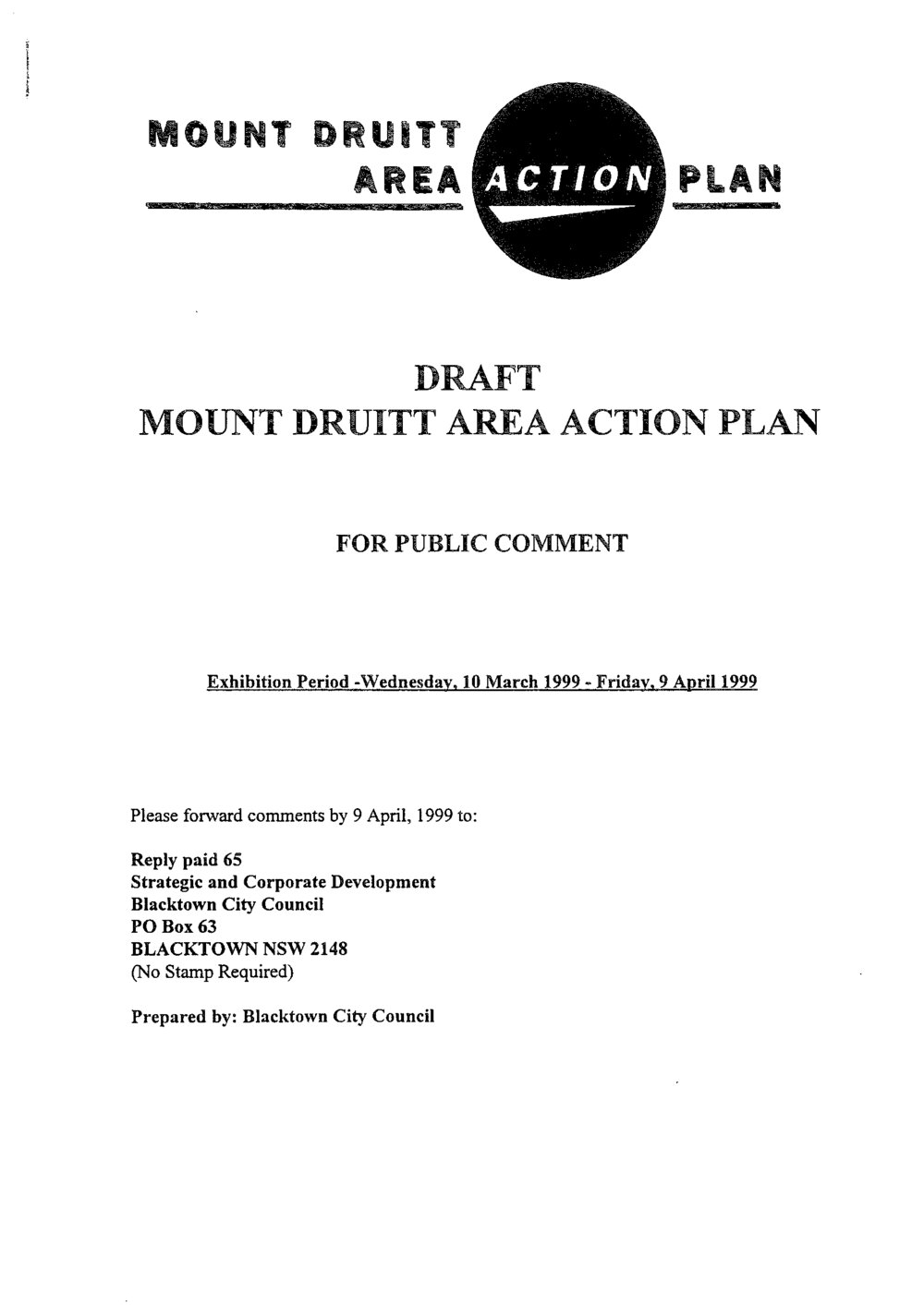 Mount Druitt Area Action Plan Draft, 1999