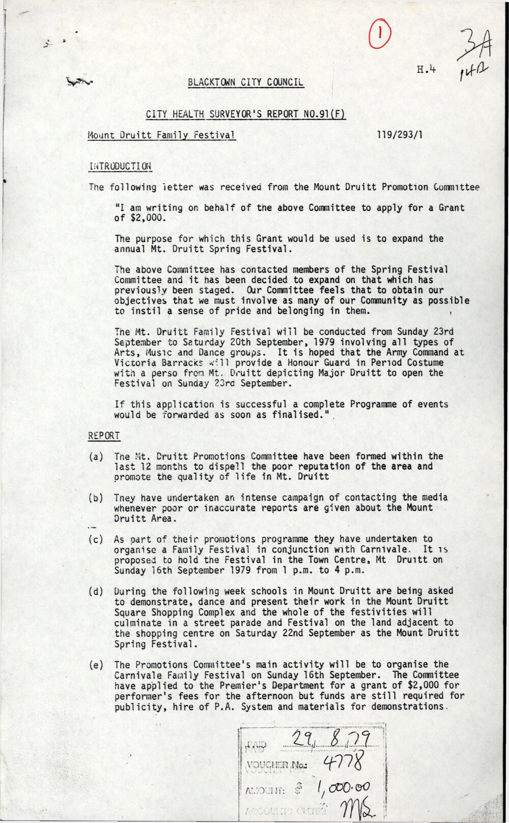 Mount Druitt Family Festival, 1979