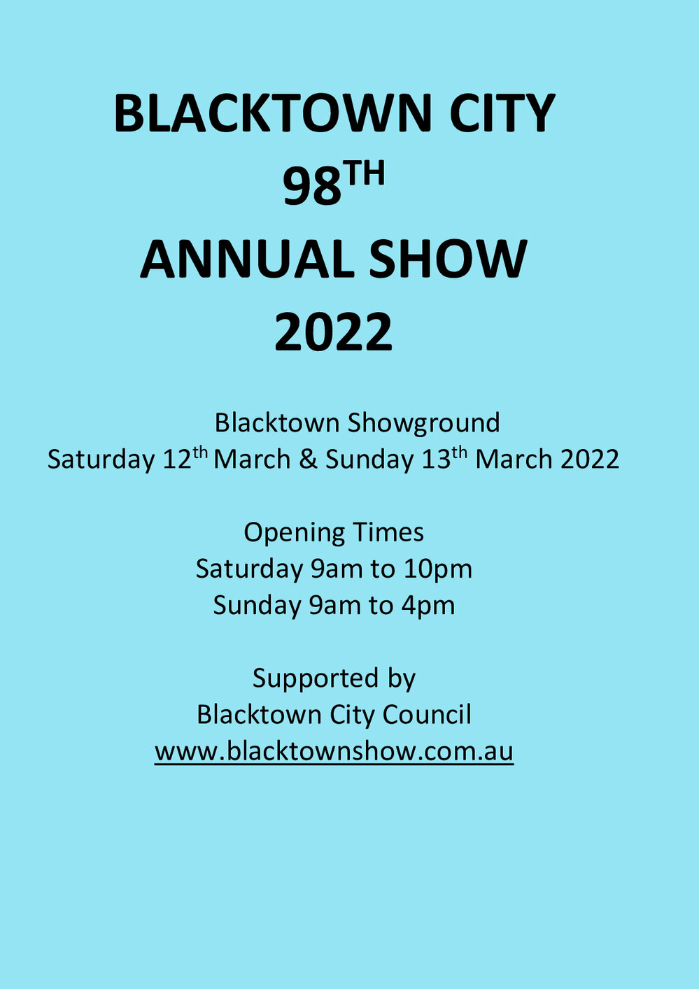 98th Blacktown City Annual Show, 2022