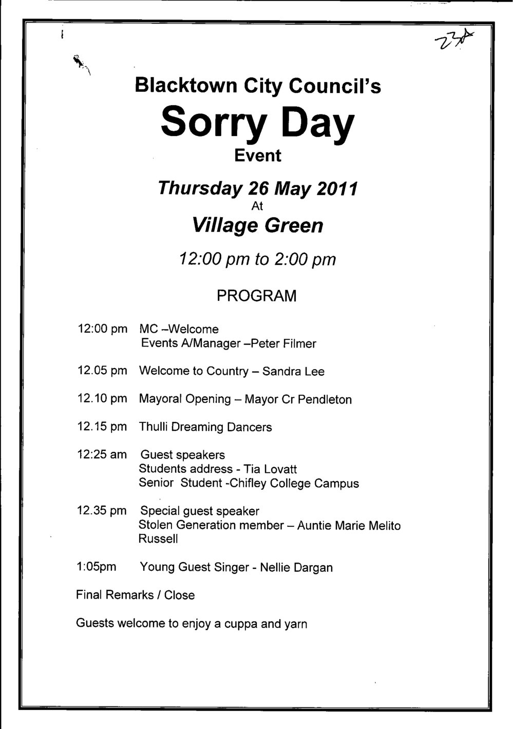 National Sorry Day, 2011