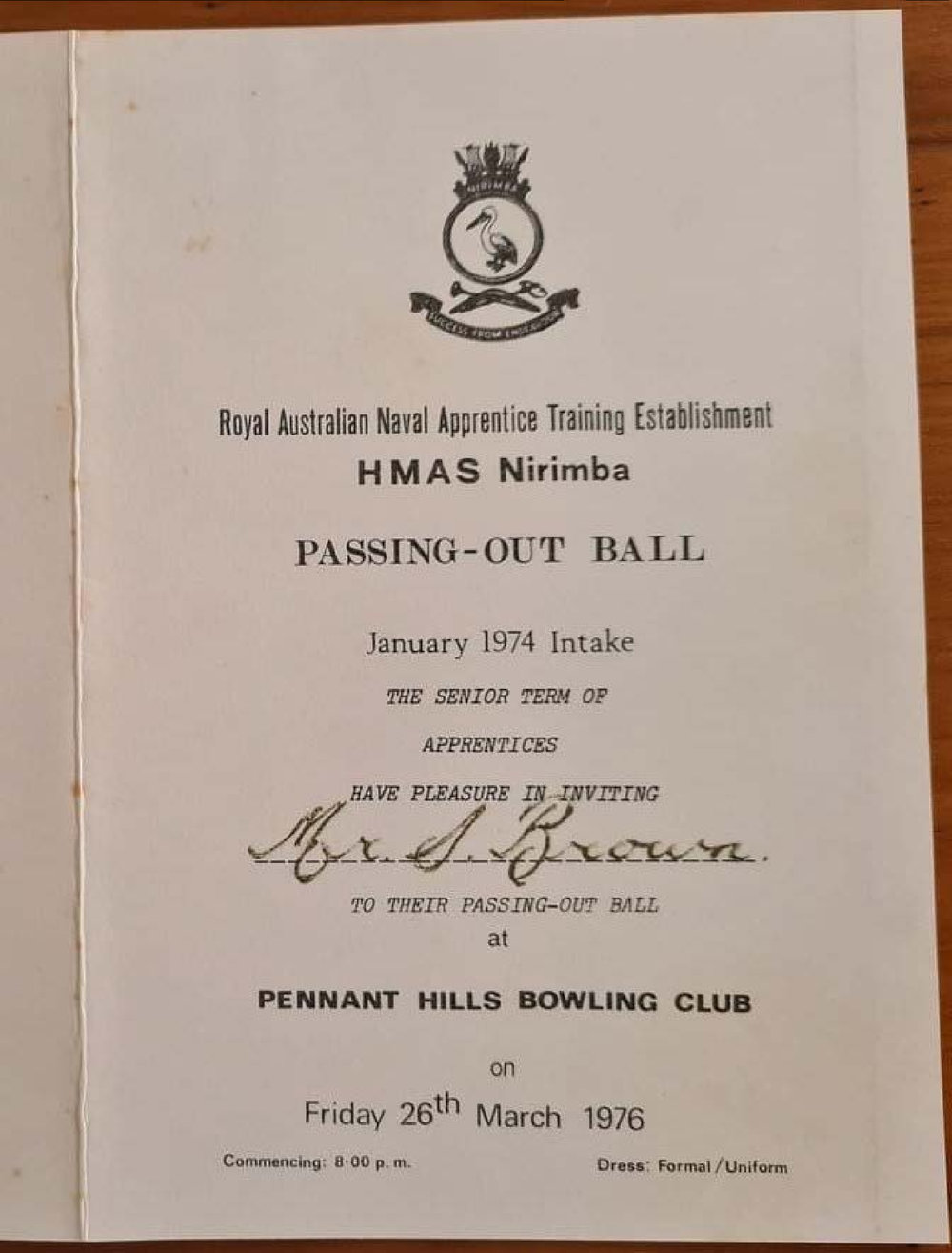 Royal Australian Navy Apprentice Training Establishment Passing-Out Ball, 1976