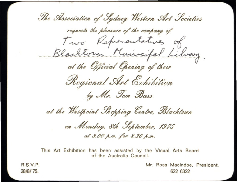 Opening Regional Art Exhibition, Tom Bass, 1975