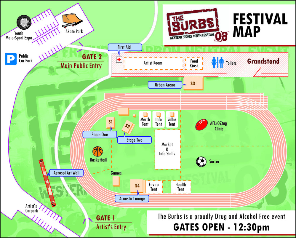 The Burbs 08, Festival Map