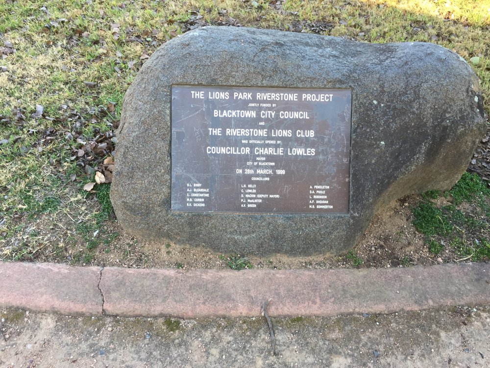 Lions Park, Riverstone - Plaque