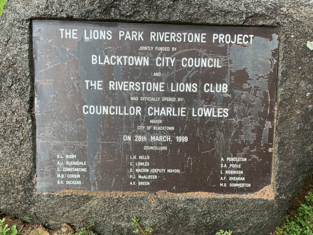 Lions Park, Riverstone - Plaque