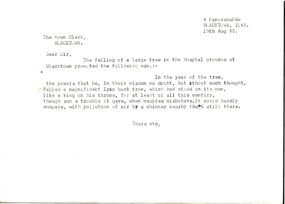 Felling of a Large Tree, 1983