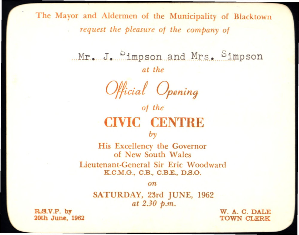 Official Opening, Blacktown Civic Centre, 1962