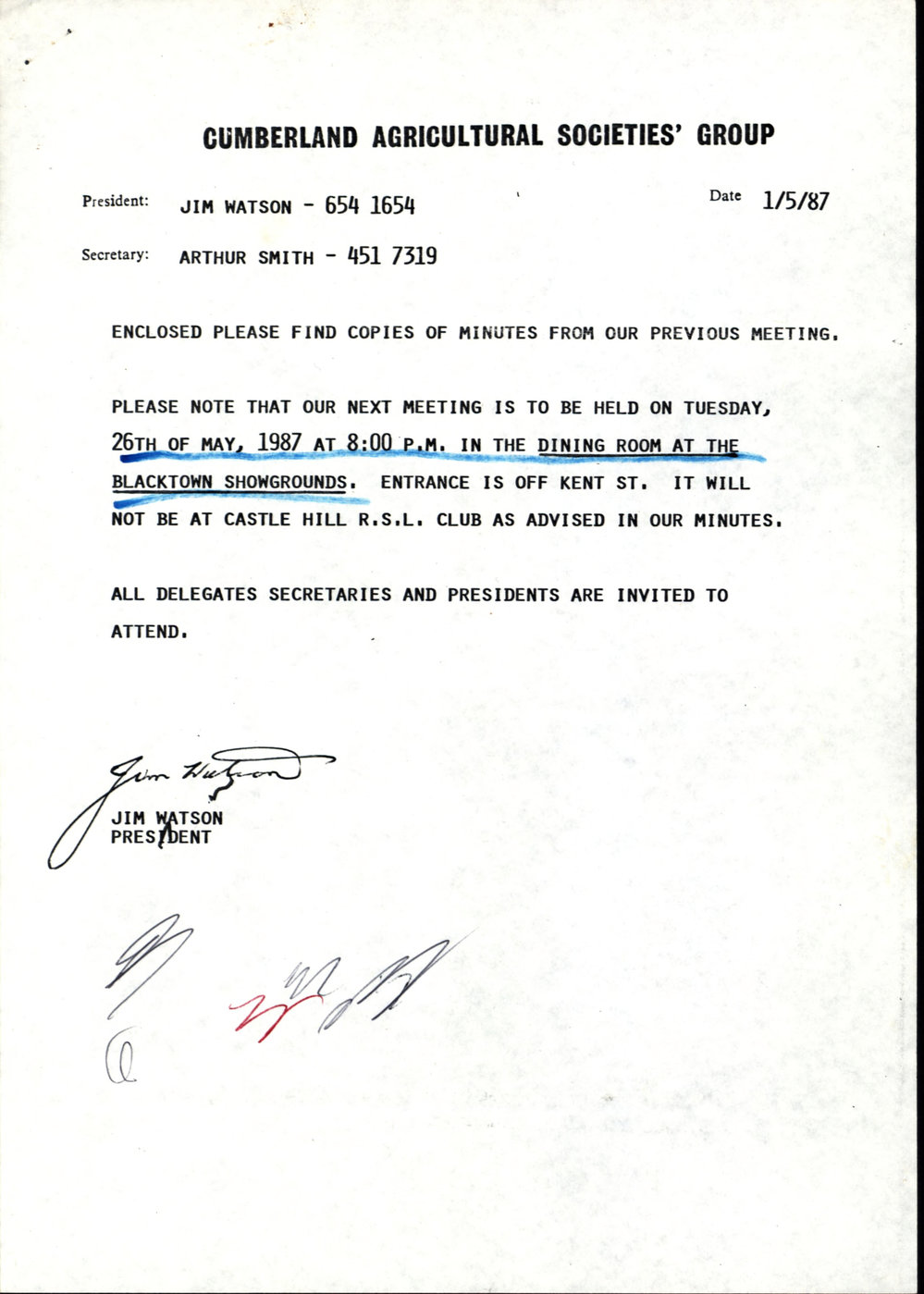 Cumberland Agricultural Societies' Group, May 1987