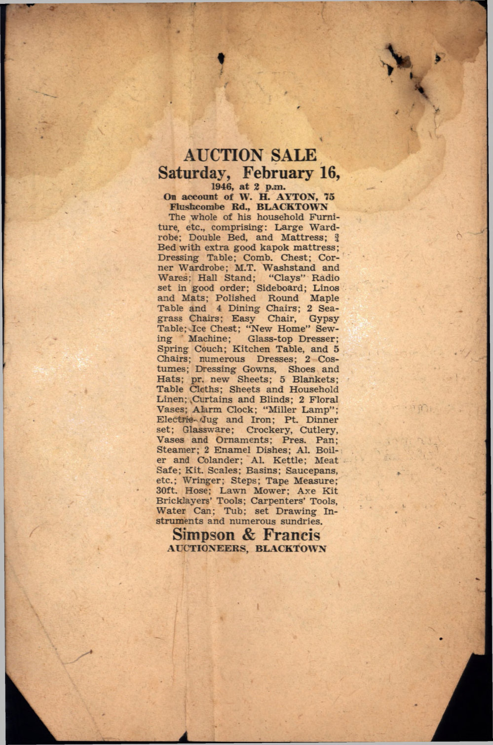 Auction Sale, 16 February 1946