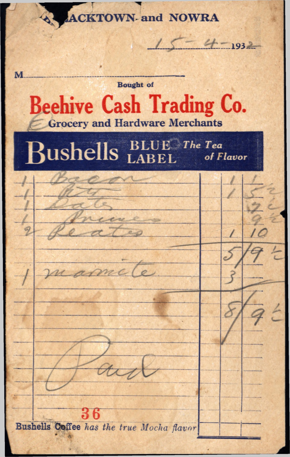 Beehive Cash Trading Company, 1932