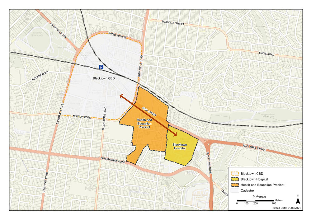 Blacktown Health and Education Precinct Planning Proposal Map, 2022